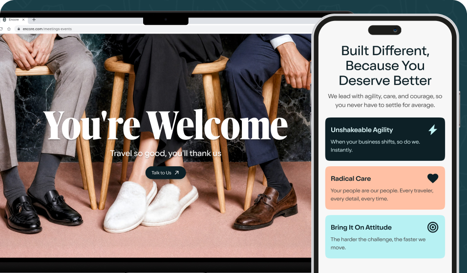 Encore corporate travel website